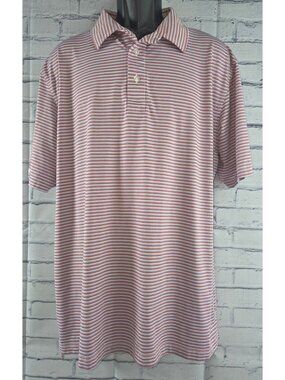 Straight Down Mens Striped Polo XL Red & Blue Nylon/Polyester Blend